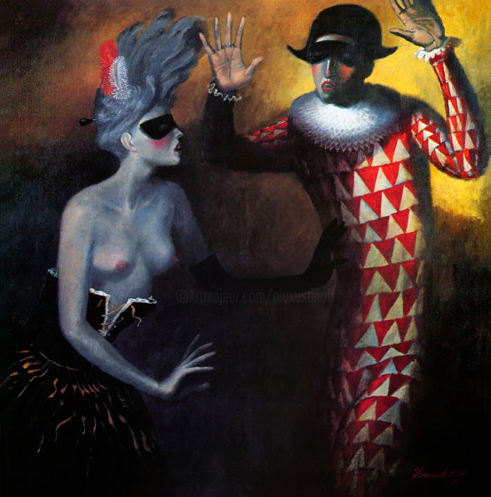 Painting titled "Carnival" by Alexander Ustinoff, Original Artwork, Oil
