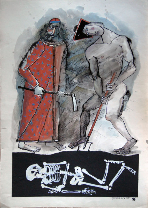 Zeichnungen mit dem Titel "Treasure hunters" von Alexander Ustinoff, Original-Kunstwerk, Aquarell
