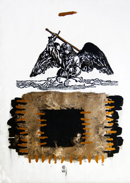 Tekening getiteld "Archangel Michael" door Alexander Ustinoff, Origineel Kunstwerk, Inkt
