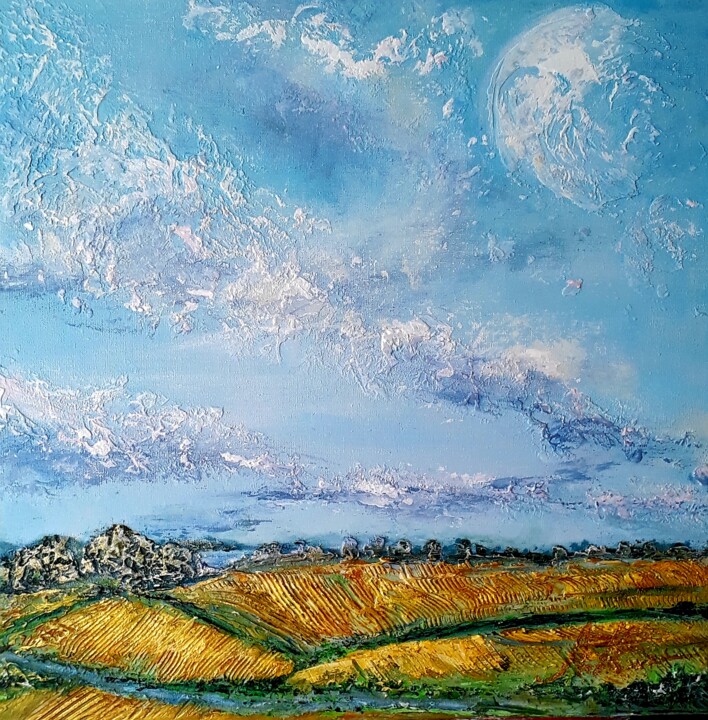 Painting titled "Between heaven and…" by Alla Kosteleckaya, Original Artwork, Acrylic