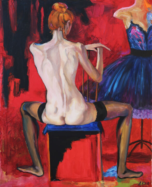 제목이 "Redhead"인 미술작품 Alfia Kircheva로, 원작, 기름