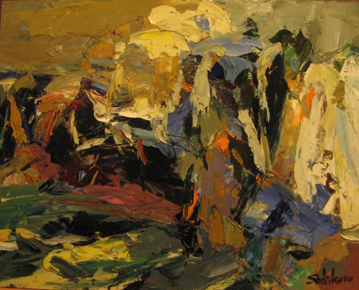 Painting titled "abstraction" by Alfia Sadikova, Original Artwork, Oil