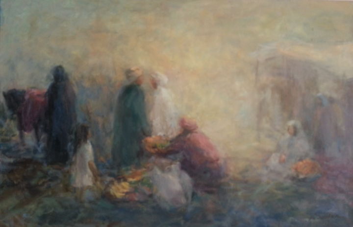 Painting titled "souk" by Alfia Sadikova, Original Artwork, Oil