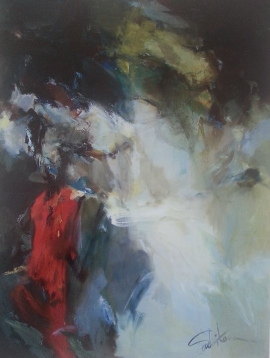 Malerei mit dem Titel "Beethoven" von Alfia Sadikova, Original-Kunstwerk, Öl