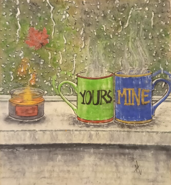 Painting titled "Yours and Mine" by Alfiyah Vj, Original Artwork, Acrylic