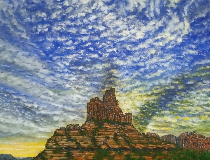 Painting titled "Into The Skies" by Alfiyah Vj, Original Artwork, Acrylic