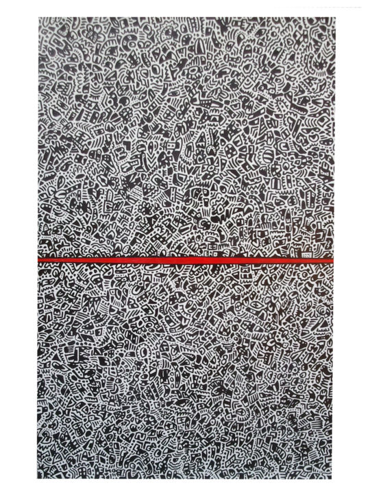 Pintura titulada "Traccia rossa su tr…" por Ardo, Obra de arte original