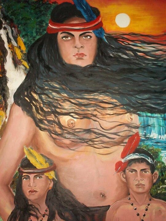 Painting titled "A nativa sulamerica…" by Alfonso Salinas Cruz, Original Artwork, Oil