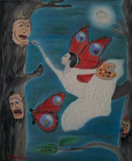 Peinture intitulée "Masquerade Time" par Alfonso Segovia, Œuvre d'art originale, Huile