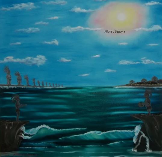 Peinture intitulée "Sea Guardian" par Alfonso Segovia, Œuvre d'art originale, Huile