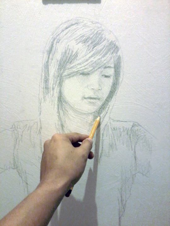 Painting titled "hate one me sketch" by Dominique Alfonso, Original Art, Oil