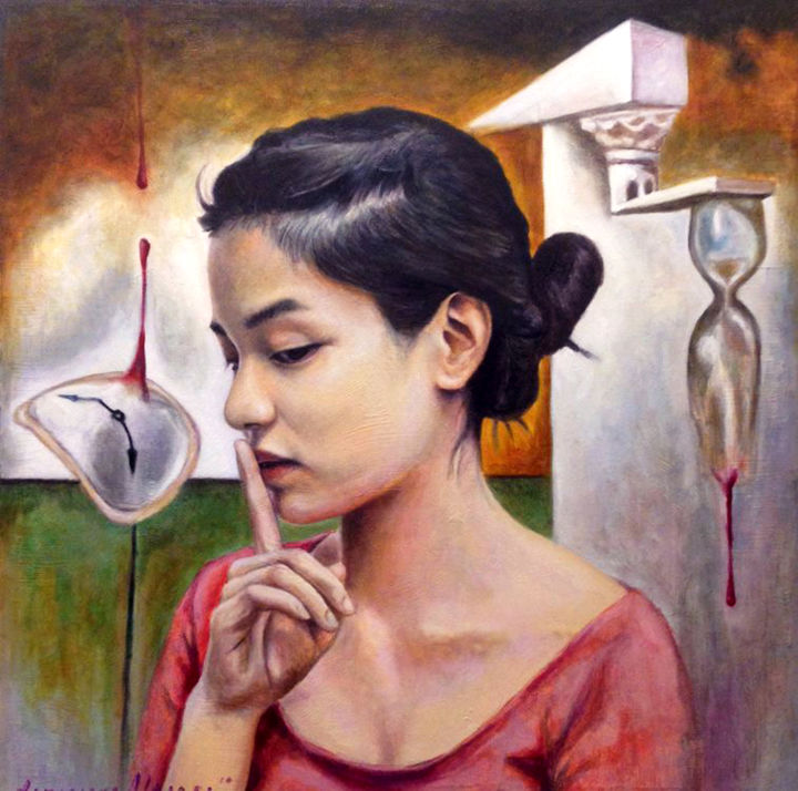 Pintura intitulada "Silence III" por Dominique Alfonso, Obras de arte originais, Óleo