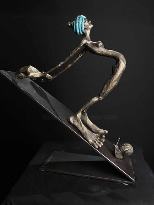 Sculptuur getiteld "Entschleunigung" door Alfred Eberharter, Origineel Kunstwerk, Bronzen