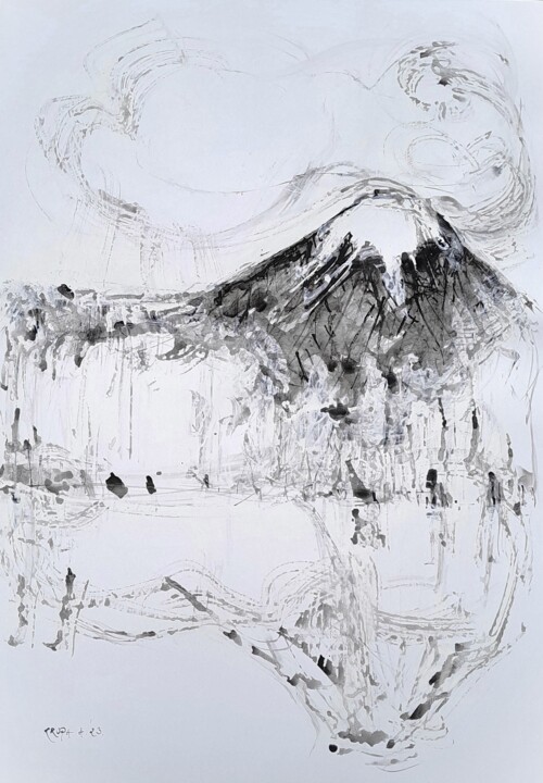 Zeichnungen mit dem Titel "Remembering Hakone…" von Alfred Freddy Krupa, Original-Kunstwerk, Tinte