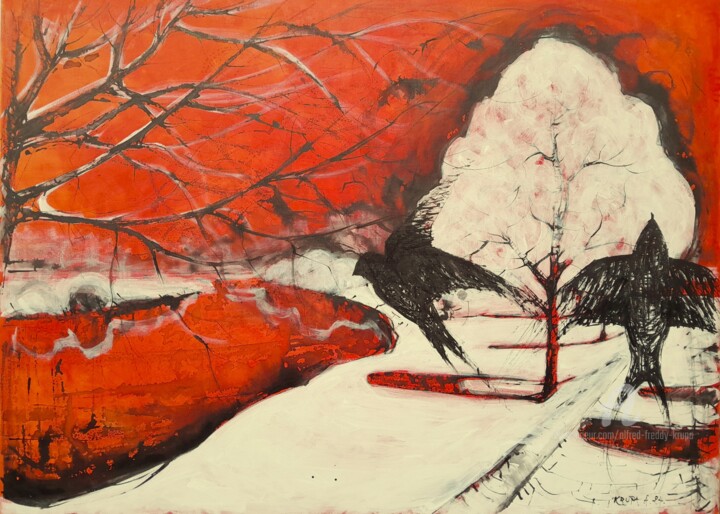 Schilderij getiteld "The first snow of 2…" door Alfred Freddy Krupa, Origineel Kunstwerk, Acryl