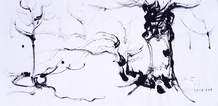 Desenho intitulada "Game of lines and s…" por Alfred Freddy Krupa, Obras de arte originais, Tinta