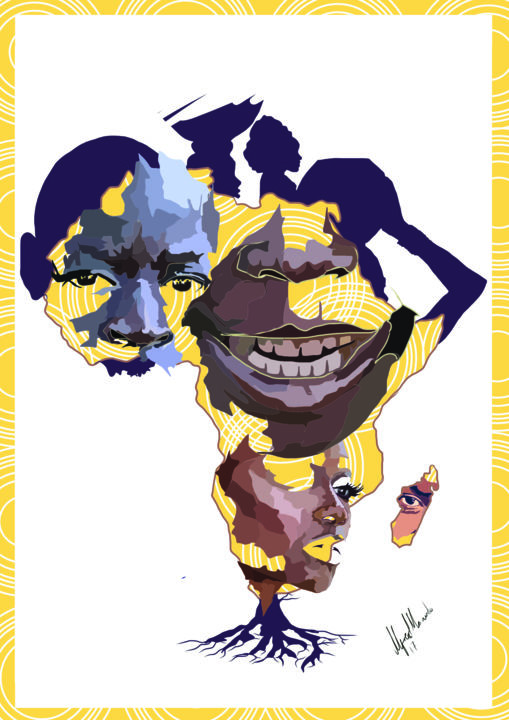 Arts numériques intitulée "african-faces.jpg" par Alfred Masunda, Œuvre d'art originale, Peinture numérique