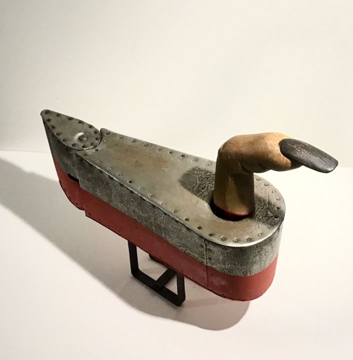 Skulptur mit dem Titel "INDEX goose" von Alfredo Chiaramonte, Original-Kunstwerk, Metalle