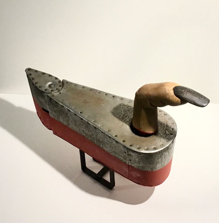 Sculpture titled "INDEX goose" by Alfredo Chiaramonte, Original Artwork, Metals