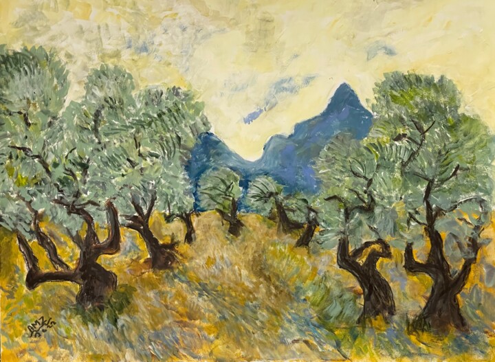 Painting titled "Van Gogh’s Olive Tr…" by Alfredo Machado Zingg, Original Artwork, Acrylic