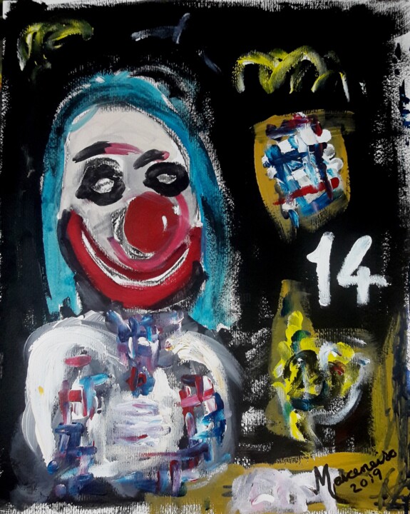 Painting titled "The Clown" by Alfredo Marceneiro, Original Artwork, Acrylic