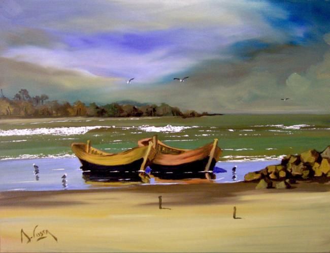 Картина под названием "Playas de Punta del…" - Alfredo Costa Buzio, Подлинное произведение искусства, Масло