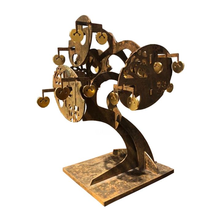 Sculpture intitulée "Golden Apples Tree…" par Algirdas Kuzma, Œuvre d'art originale, Métaux