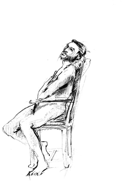 Drawing titled "model_ 102" by Algis, Original Artwork, Ink