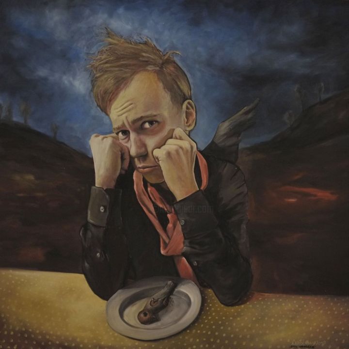 Peinture intitulée "Dinner" par Algis Krisciunas, Œuvre d'art originale