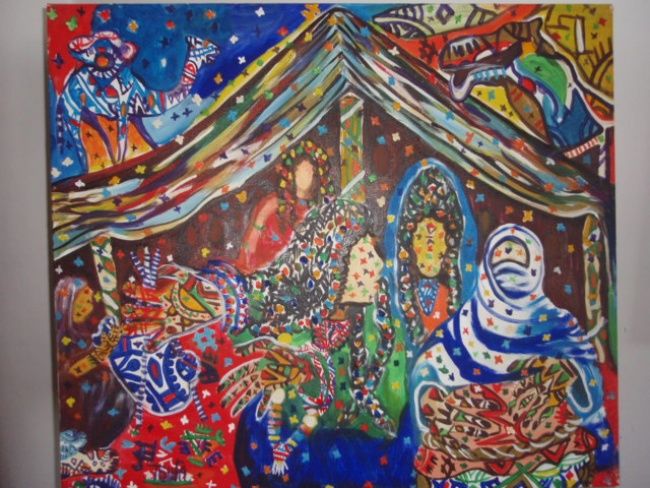 Painting titled "80_70 acrylique" by Toufa Alharah, Original Artwork