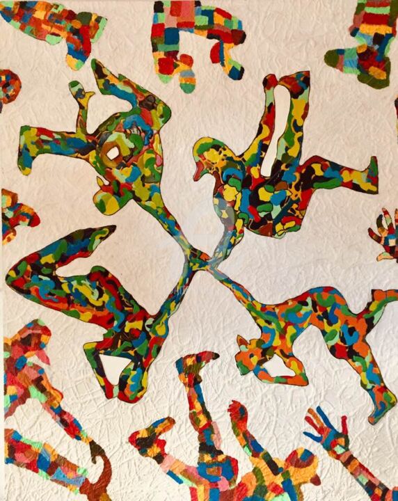 Peinture intitulée "Danse de vie" par Ali Chtouki, Œuvre d'art originale, Acrylique Monté sur Châssis en bois