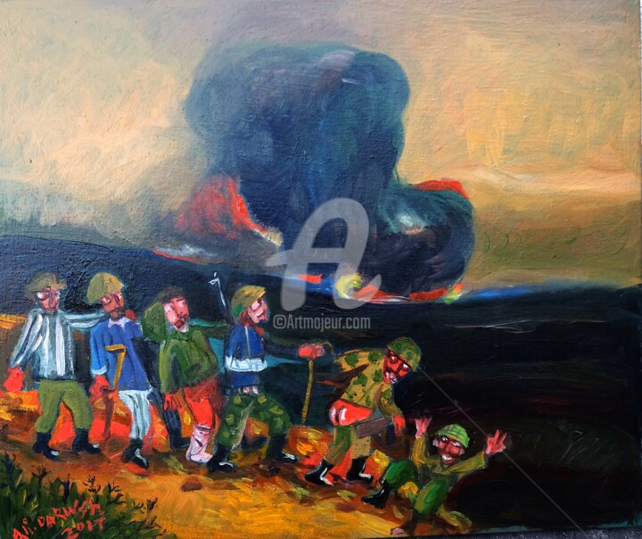 Painting titled "LES AVEUGLES" by Ali Darwish, Original Artwork, Oil