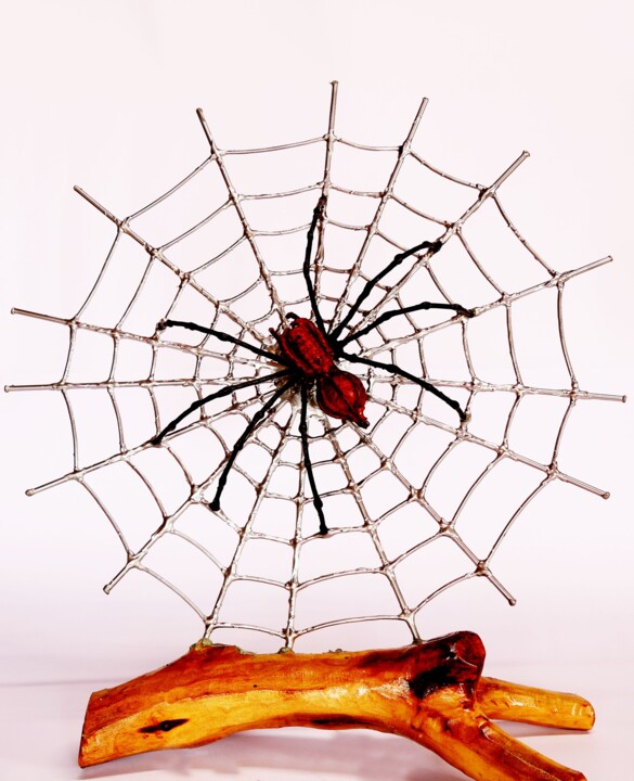 Sculpture titled "Spider..." by Ali Rıza Özkan (MetalSanatDunyası (metal art world)), Original Artwork, Metals Mounted on Wo…
