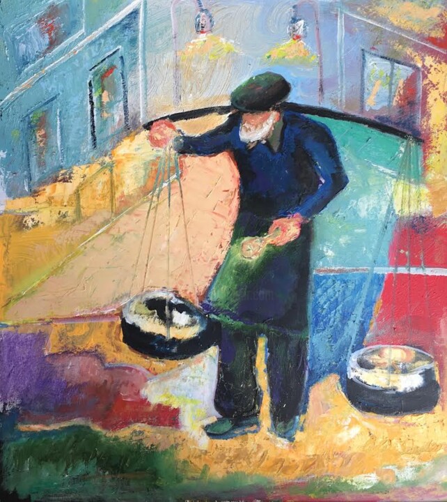 Pintura intitulada "old yogurt seller" por Ali Serdar Erdurmaz, Obras de arte originais, Acrílico