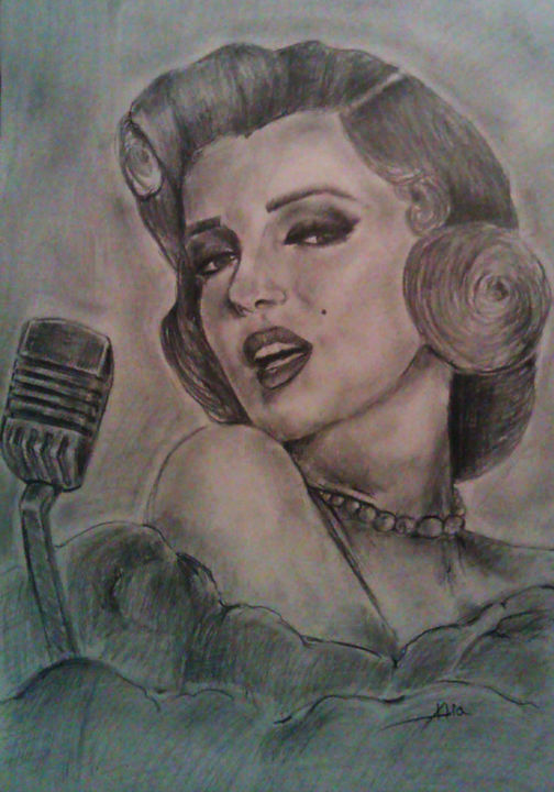 Drawing titled "Marilyn Monroe" by Alia Beydoun, Original Artwork, Pencil
