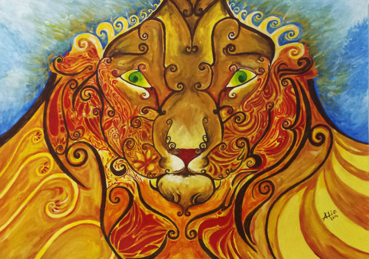 Peinture intitulée "Lion king.jpg" par Alia Beydoun, Œuvre d'art originale, Acrylique