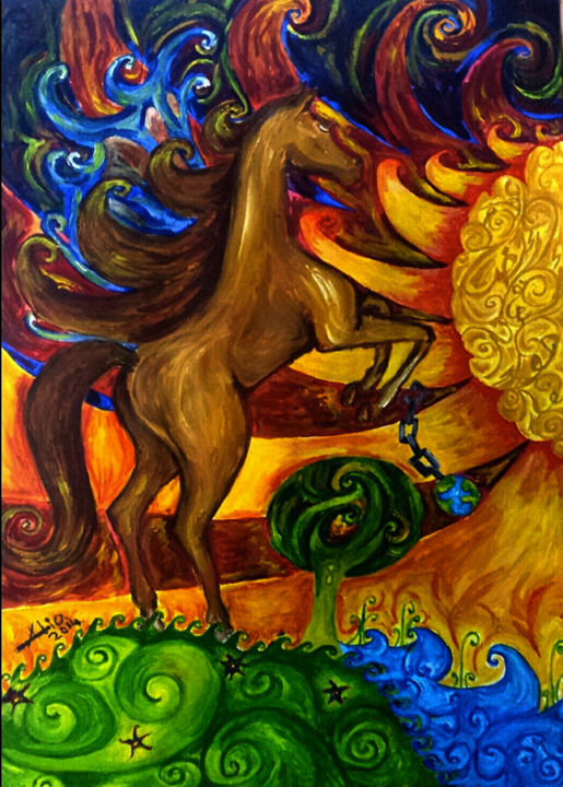 Peinture intitulée "horse.jpg" par Alia Beydoun, Œuvre d'art originale, Acrylique