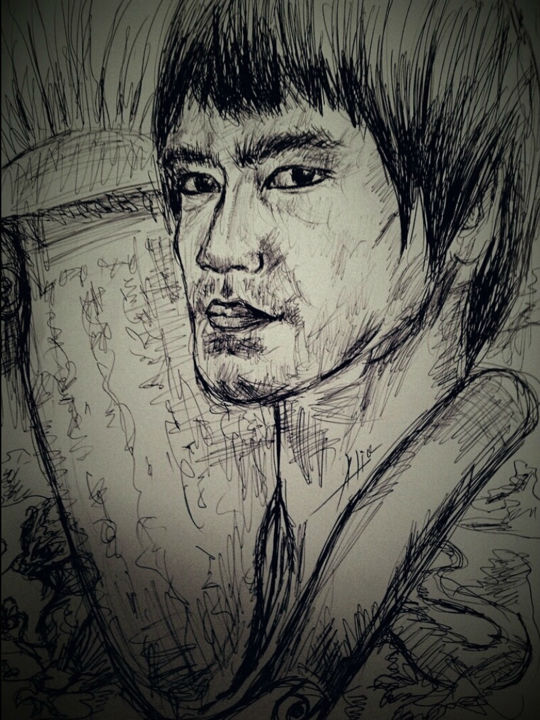 Drawing titled "Bruce Lee.jpg" by Alia Beydoun, Original Artwork, Ink