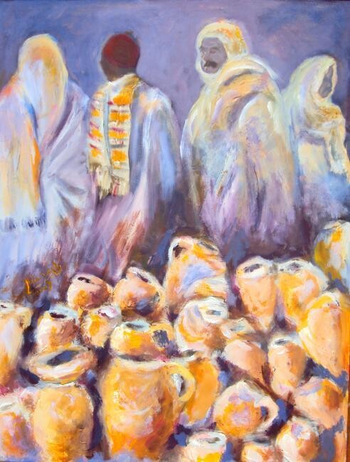 Peinture intitulée "Les gargoulettes" par Alia Kateb, Œuvre d'art originale, Huile