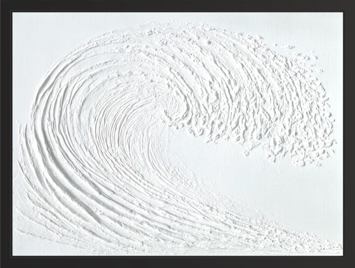 Schilderij getiteld "White wave" door Alia-Rutt Nova, Origineel Kunstwerk, Acryl Gemonteerd op Andere stijve panelen