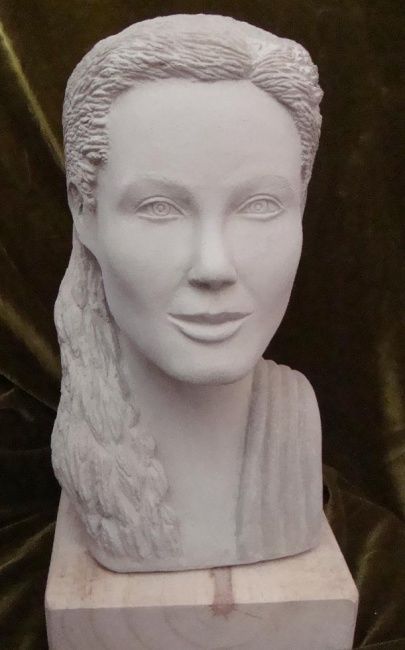 Скульптура под названием "Angeline Jolie 1" - Zenon Aliaga, Подлинное произведение искусства, Керамика