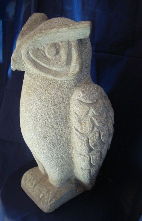 Скульптура под названием "eagle owl" - Zenon Aliaga, Подлинное произведение искусства