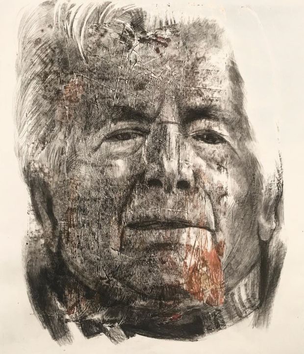 Drawing titled "portrait" by Ali Pirooz, Original Art, Charcoal