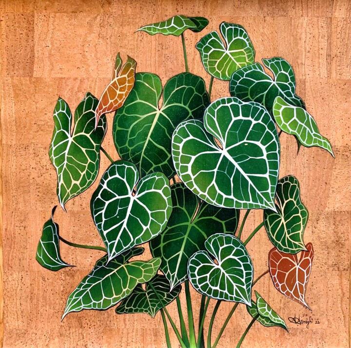 Painting titled "Anthurium Clarinerv…" by Alice Asnaghi, Original Artwork, Acrylic