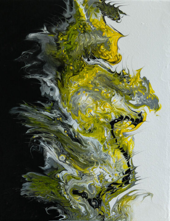 「Dragon jaune」というタイトルの絵画 Alice B.によって, オリジナルのアートワーク, アクリル