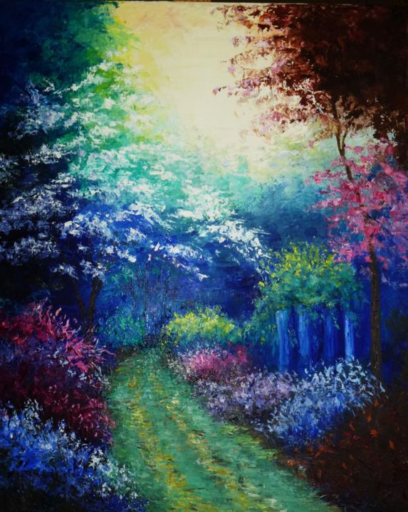 Painting titled "2016-le-chemin.jpg" by Alice Capelli, Original Artwork, Oil