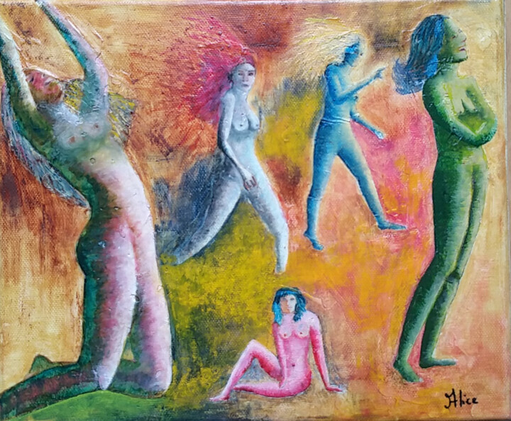 Peinture intitulée "Femmes femmes femme…" par Alice Queffelec, Œuvre d'art originale, Acrylique