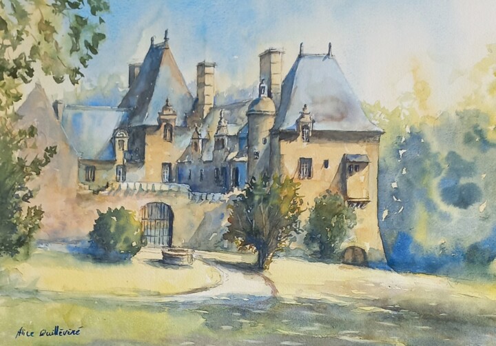 Peinture intitulée "Le Château de Rosmo…" par Alice Quillévéré, Œuvre d'art originale, Aquarelle