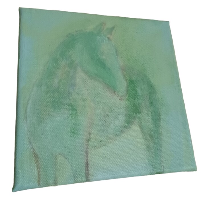 Malerei mit dem Titel "Horse in the fog" von Alice Spada, Original-Kunstwerk, Acryl Auf Keilrahmen aus Holz montiert