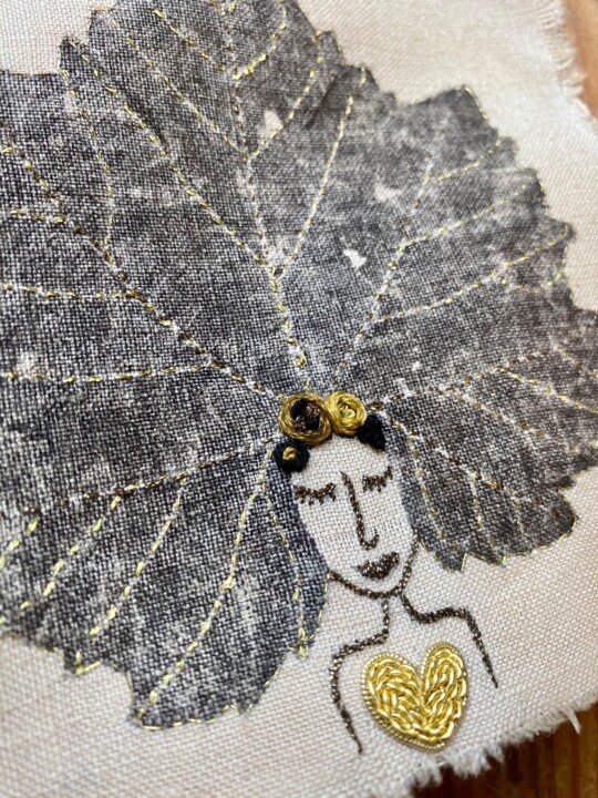 Arte têxtil intitulada "Vitis Vinifera #8" por Alice Debernard, Obras de arte originais, Bordado Montado em Cartão